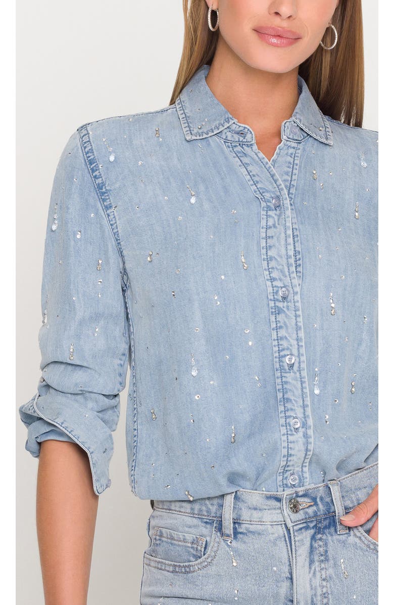 Generation Love Marcello Embellished Denim Shirt, Alternate, color, Light Blue