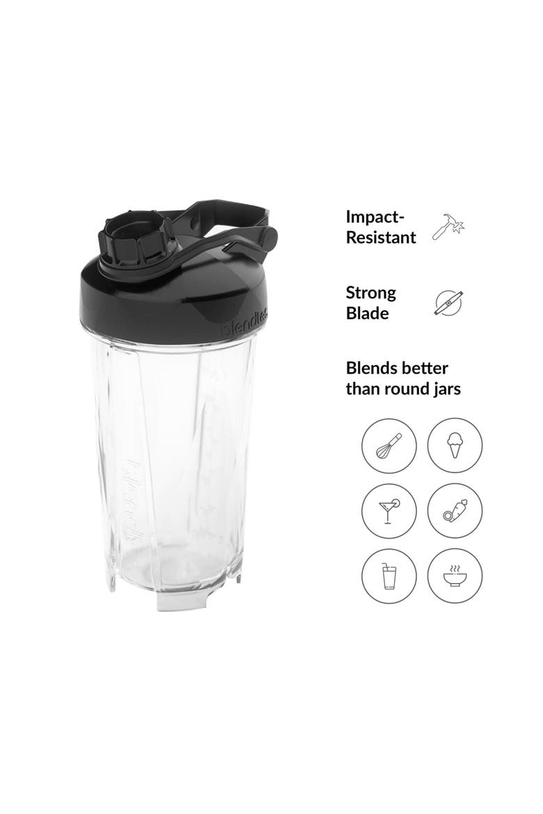 GO Reusable Single Serve Blender Bottle with Travel Lid, Alternate, color, Clear