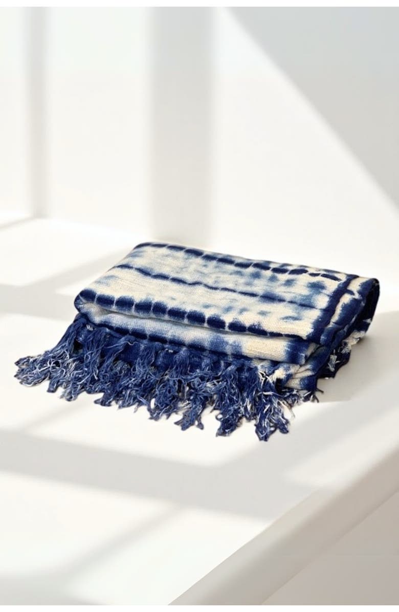 Pillowpia Indigo Shibori Throw, Main, color, Spine
