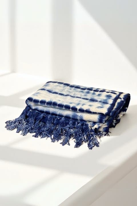 Indigo Shibori Throw
