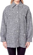 English Factory Tweed Button-Up Shirt Jacket