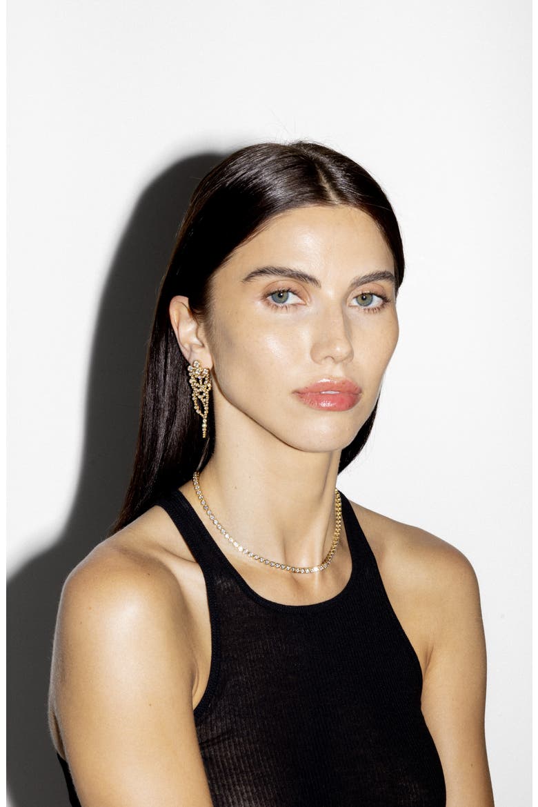 Metal Web Diamond Jacket Earrings, Alternate, color, YELLOW GOLD