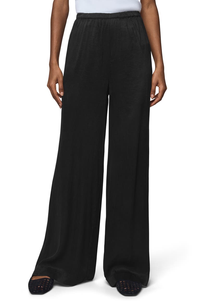 Serena Satin Pull-On Pants, Main, color, BLACK