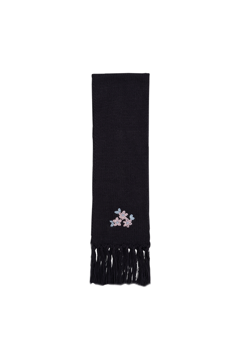 Fable England Forget-Me-Not Knitted Scarf, Alternate, color, Navy