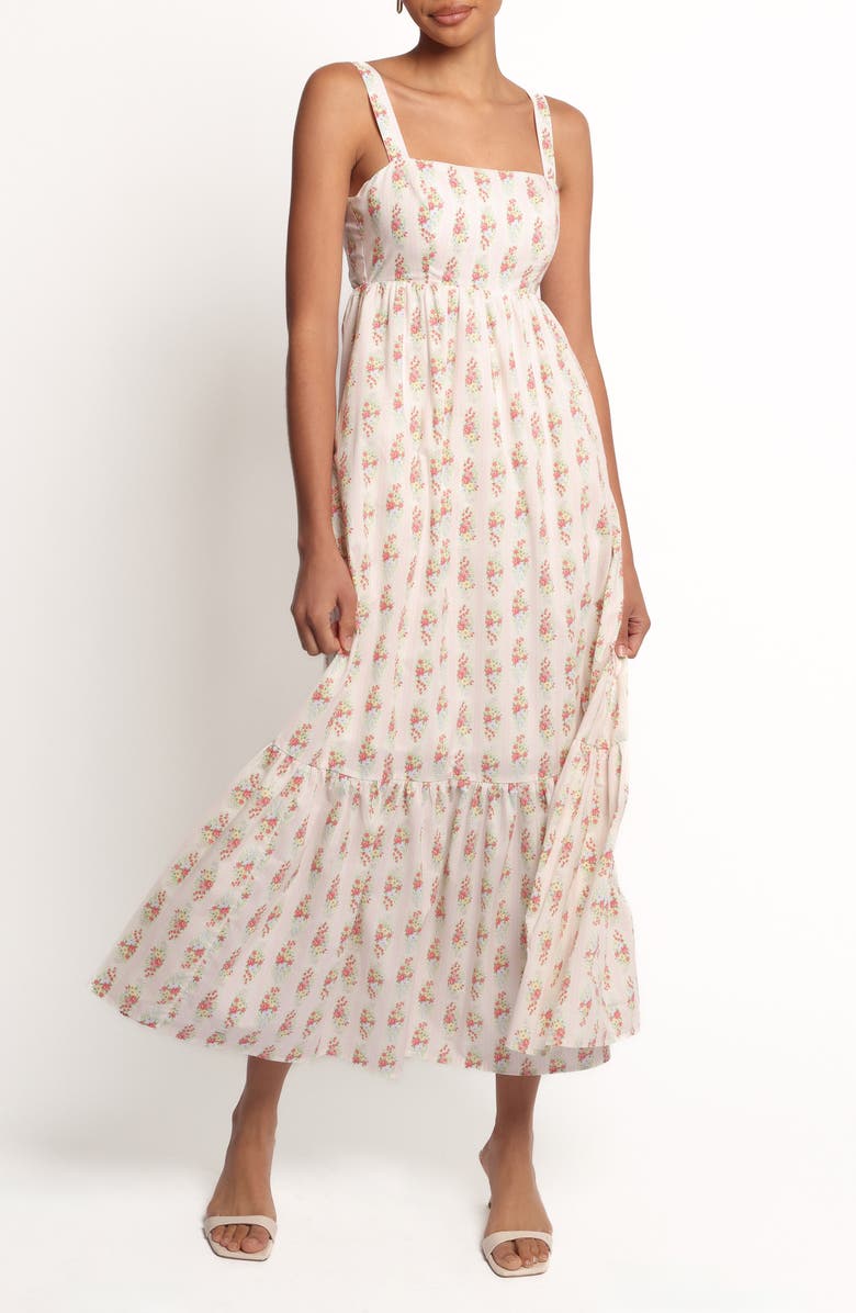 Petal & Pup Gabriela Floral Print Maxi Dress, Main, color, Off White