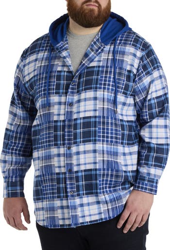 Big Tall Plaid Hooded Flannel Sport Shirt
