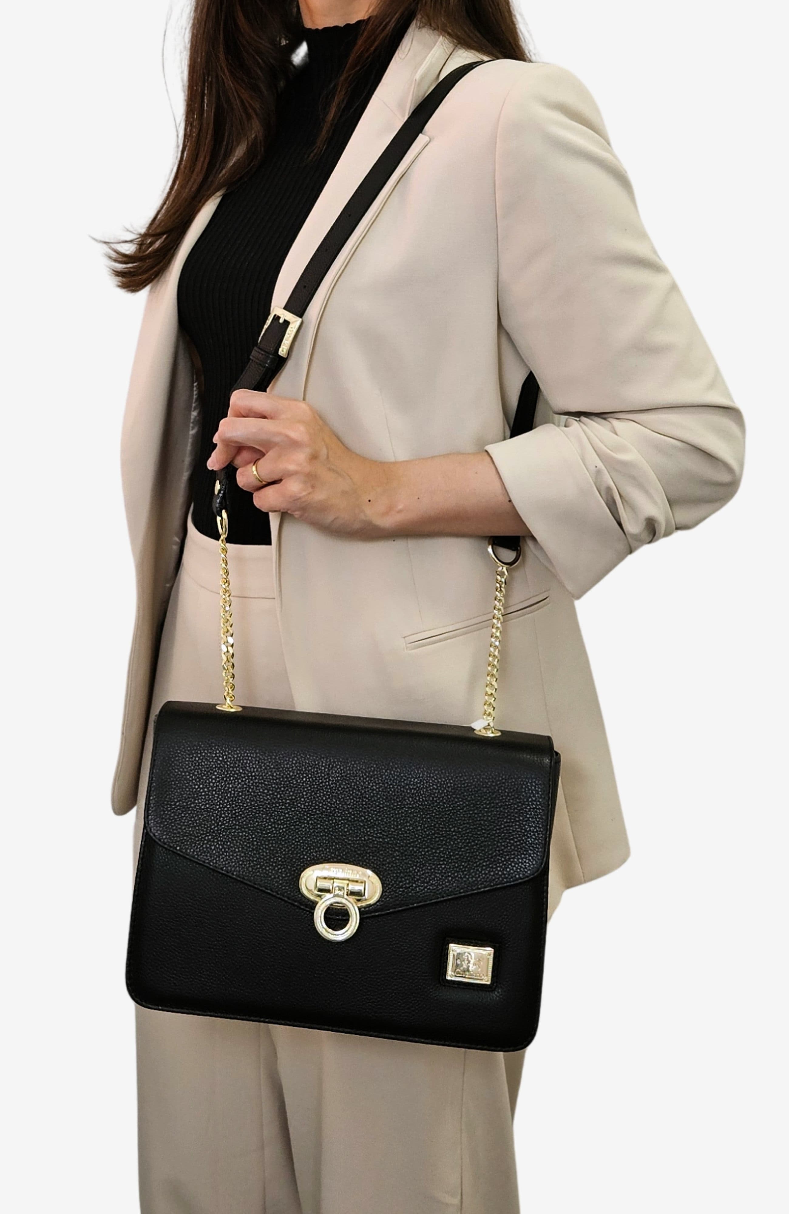 Muse 260 Pebbled Leather Shoulder Bag, Alternate, color, Black