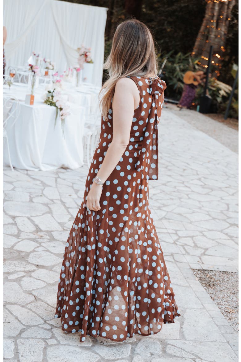 Keani Maxi Dress, Alternate, color, BROWN POLKA DOT