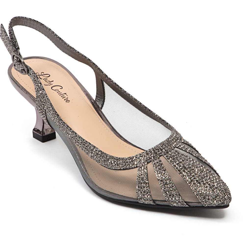 Lady Couture Macy Mesh Rhinestone Slingback Pump In Gray