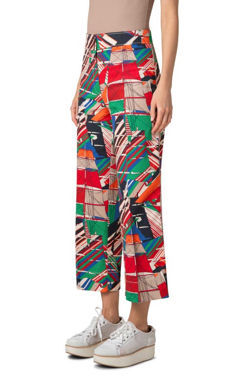Akris Punto Chieko Sea Clipper Print Crop Wide Leg Jeans In Multicolor