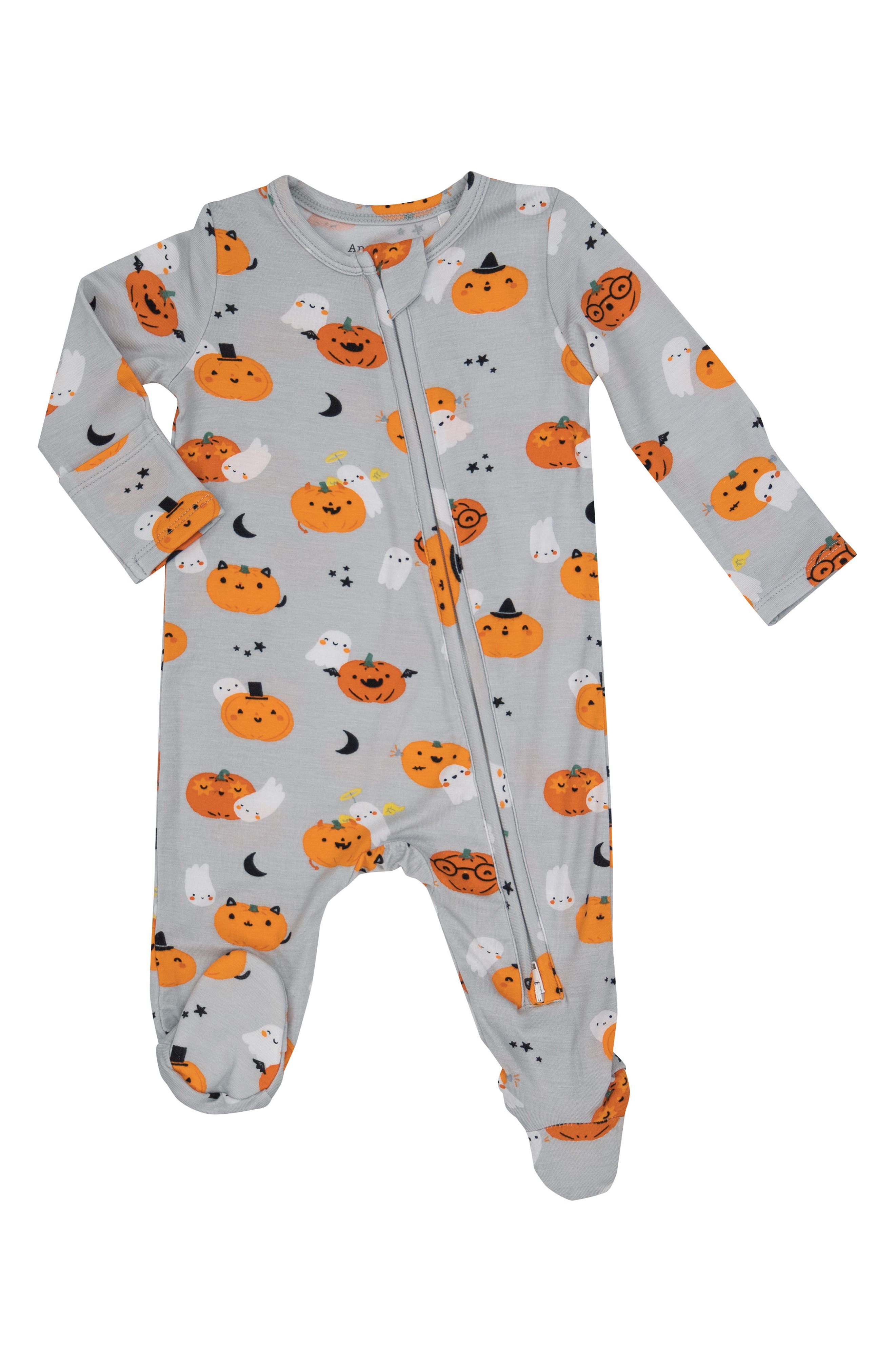 Angel Dear Halloween Zip Footie in Grey 