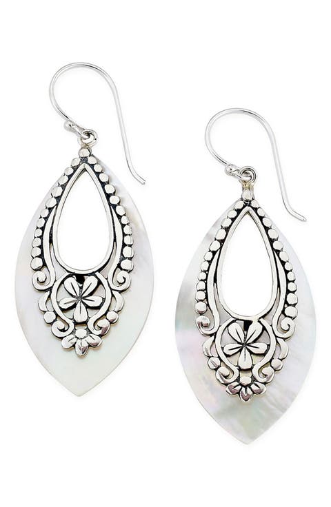 Sterling Silver & Mother of Pearl Dangle Earrings