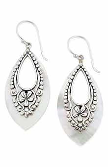 SAMUEL B. Sterling Silver & Mother of Pearl Dangle Earrings