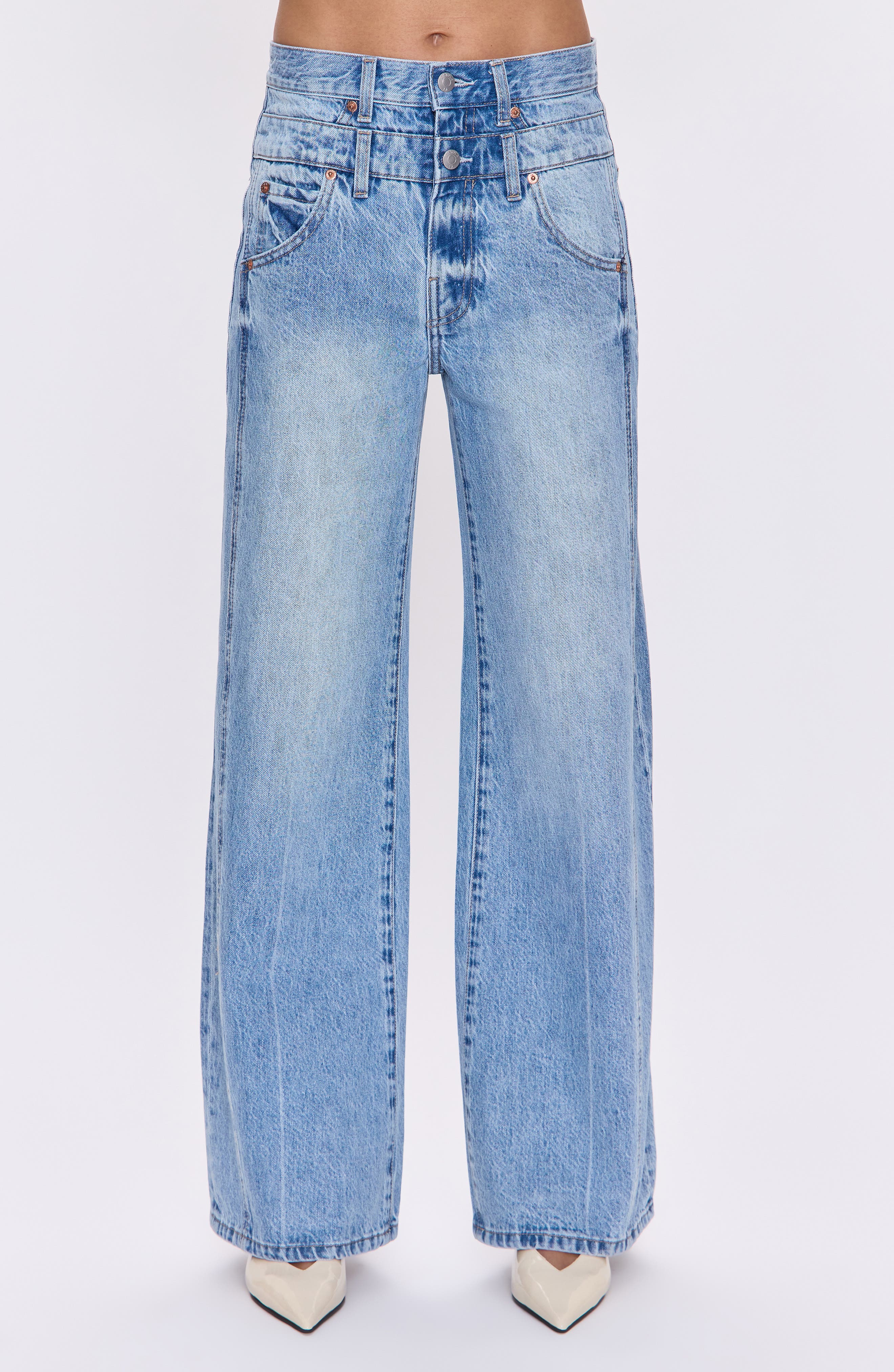 Caleb Double Waistband Wide Leg Jeans