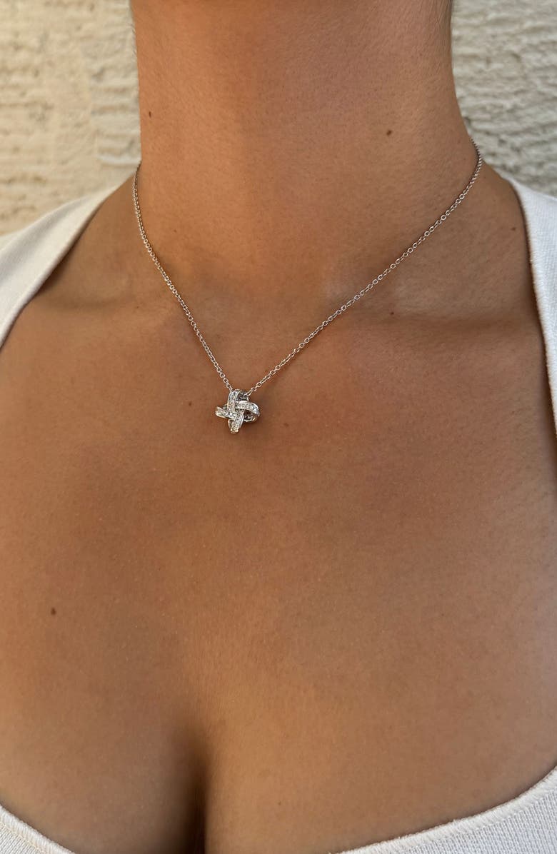 Adornia Cubic Zirconia Braided Knot Pendant Necklace, Alternate, color, Silver