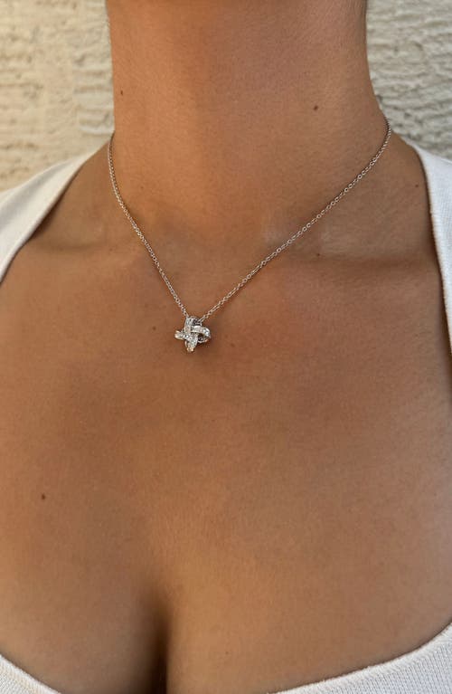 Adornia Cubic Zirconia Braided Knot Pendant Necklace In Metallic