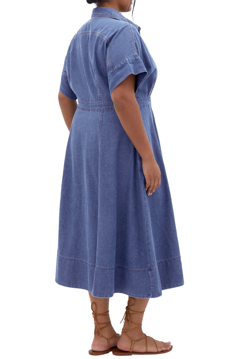 Cassidy Short Sleeve Denim Shirtdress, Alternate, color, MID WASH