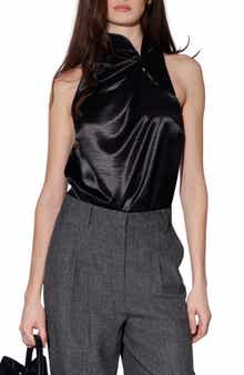 Walter Baker Blayne Satin Button Collar Top