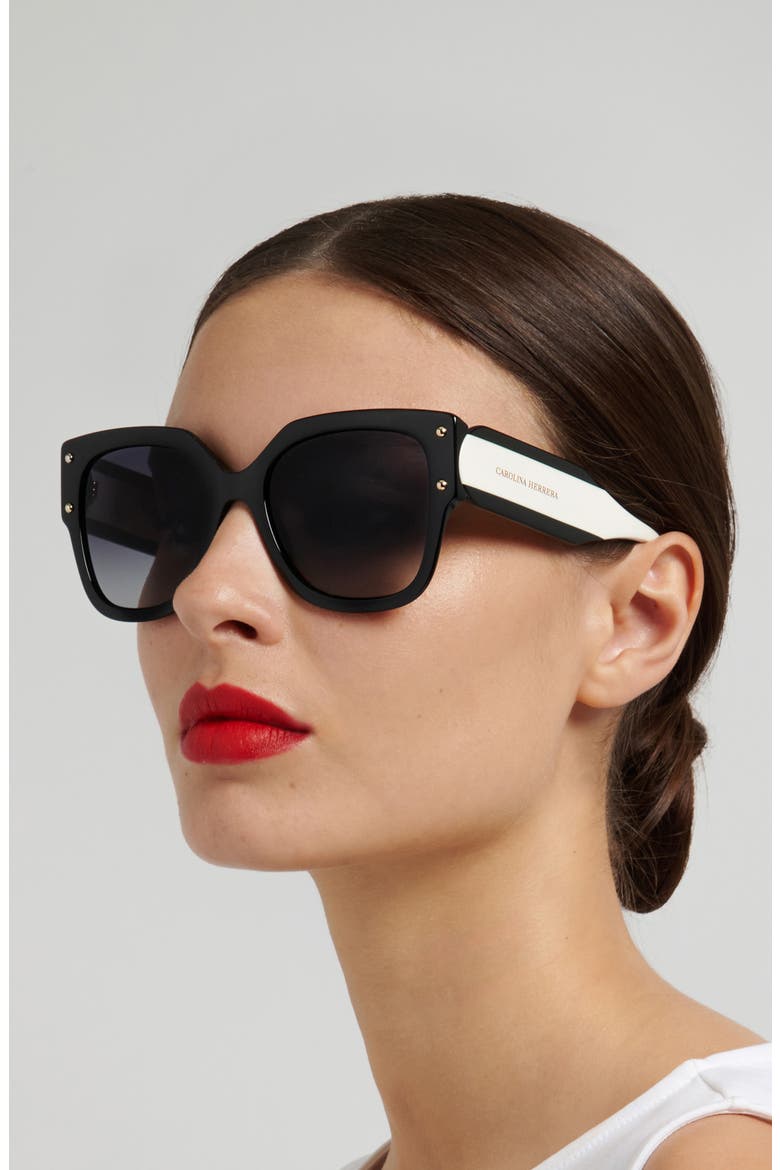 Her 55mm Gradient Square Sunglasses, Alternate, color, BLACK WHITE/ DARK GREY SF