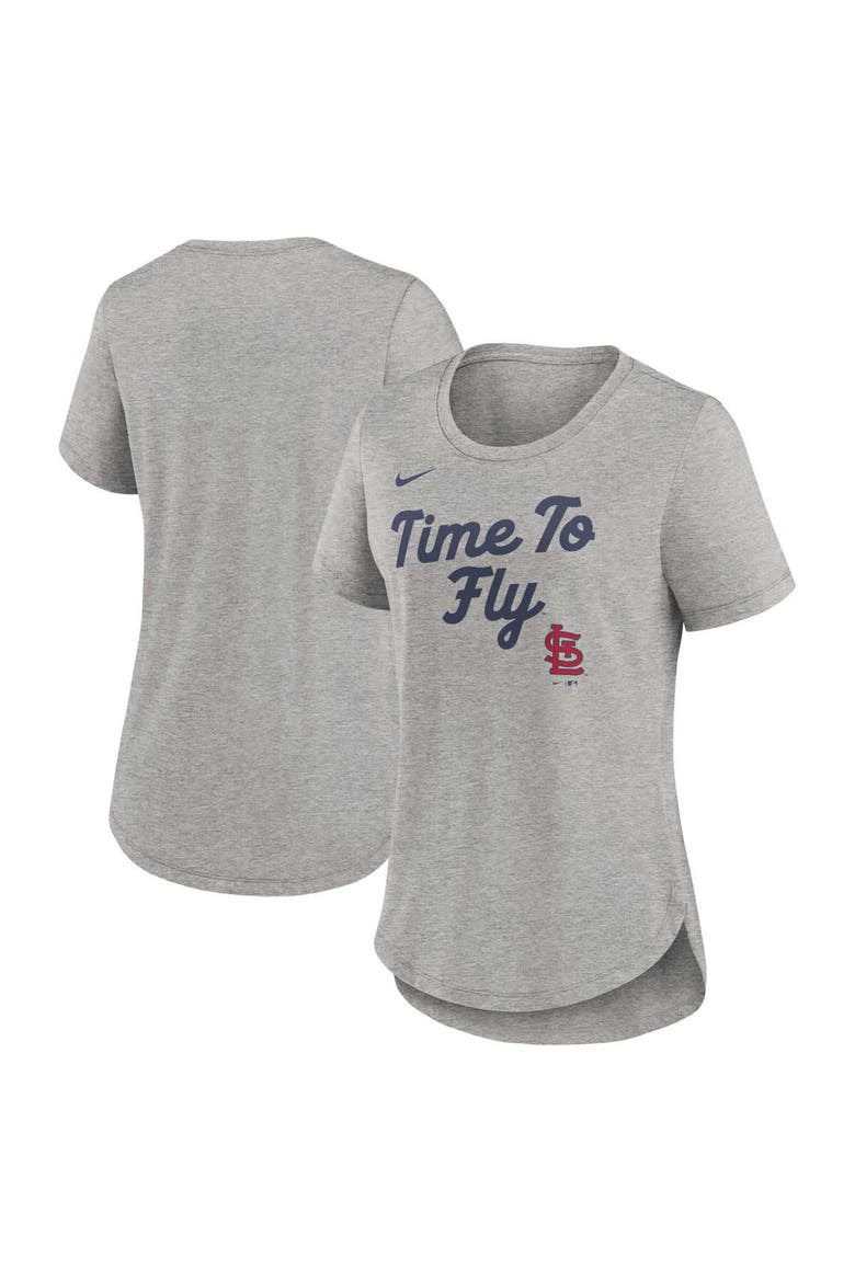 Women's Nike Heather Gray St. Louis Cardinals Script Tri-Blend T-Shirt, Alternate, color, Heather Gray