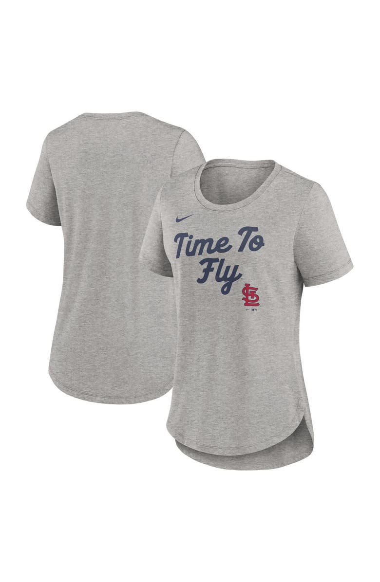 Nike Women's Nike Heather Gray St. Louis Cardinals Script Tri-Blend T-Shirt, Alternate, color, Heather Gray