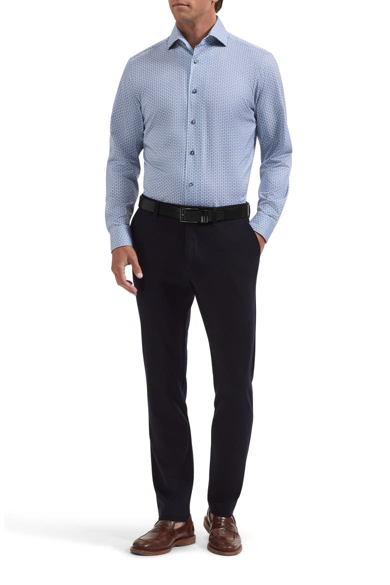 Devon OoohCotton® Print Button-Up Shirt, Alternate, color, HAZY BLUE