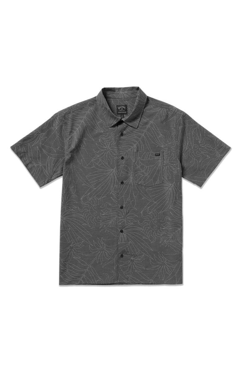 Billabong Surftrek Print Short Sleeve Button-Up Shirt, Alternate, color, Raven