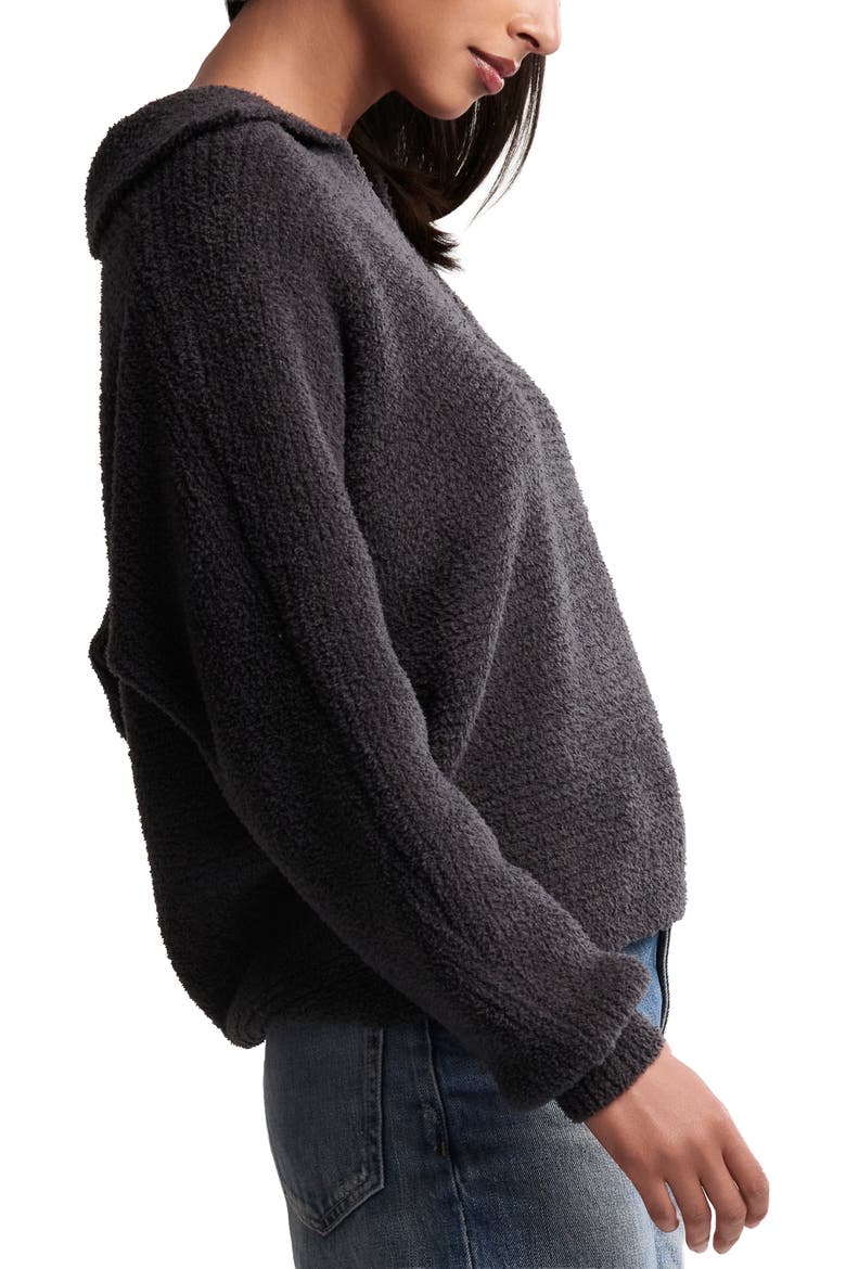 Cozy Chic® Shawl Collar Rib Cardigan, Alternate, color, CARBON