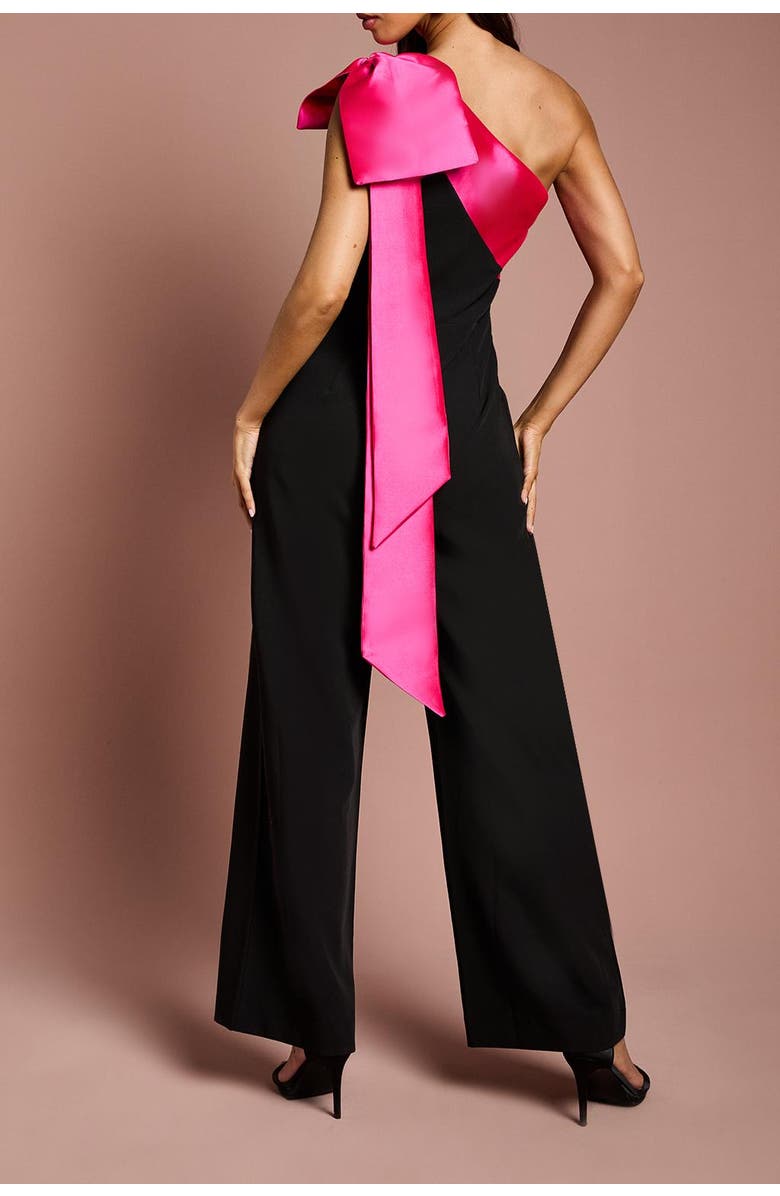 Coast Bow One Shoulder Wide Leg Jumpsuit, Alternate, color, Black