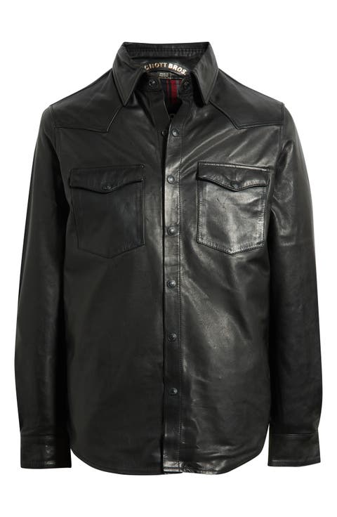 Western Leather Shirt Jacket