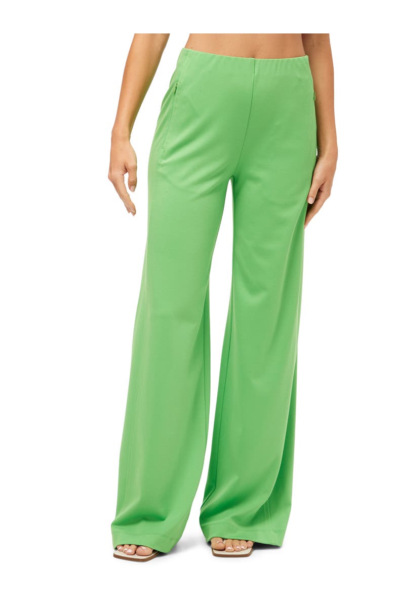 Trina Turk Record Wide Leg Ponte Pant, Main, color, Grass Court Green