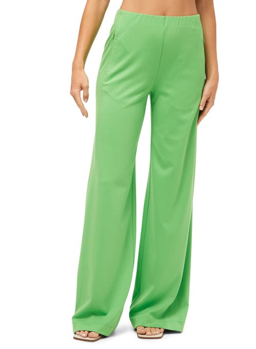 Shop Trina Turk Record Wide Leg Ponte Pant In Grass Court Green