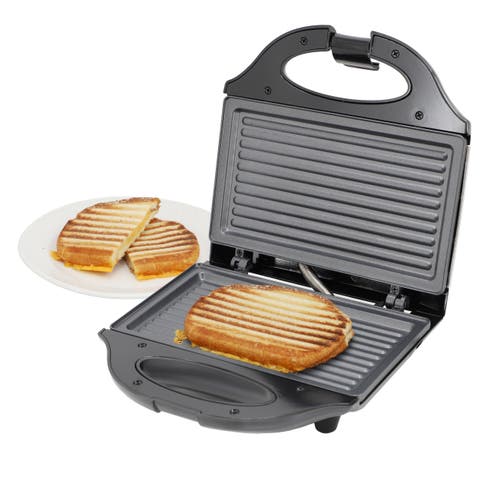 Electric Compact Aluminum Nonstick Sandwich Maker in Black