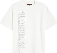 PLEASURES Outline Embroidered Logo Heavyweight Cotton T-Shirt