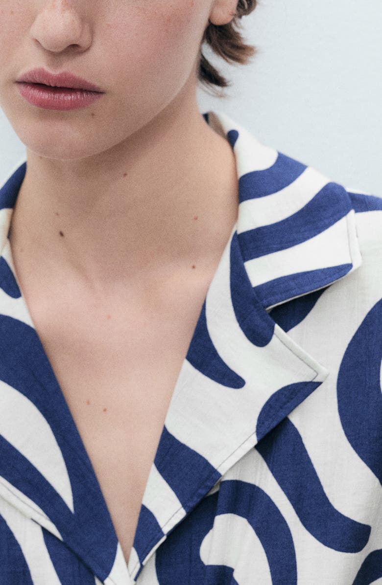 MANGO Print Tie Hem Crop Shirt, Alternate, color,