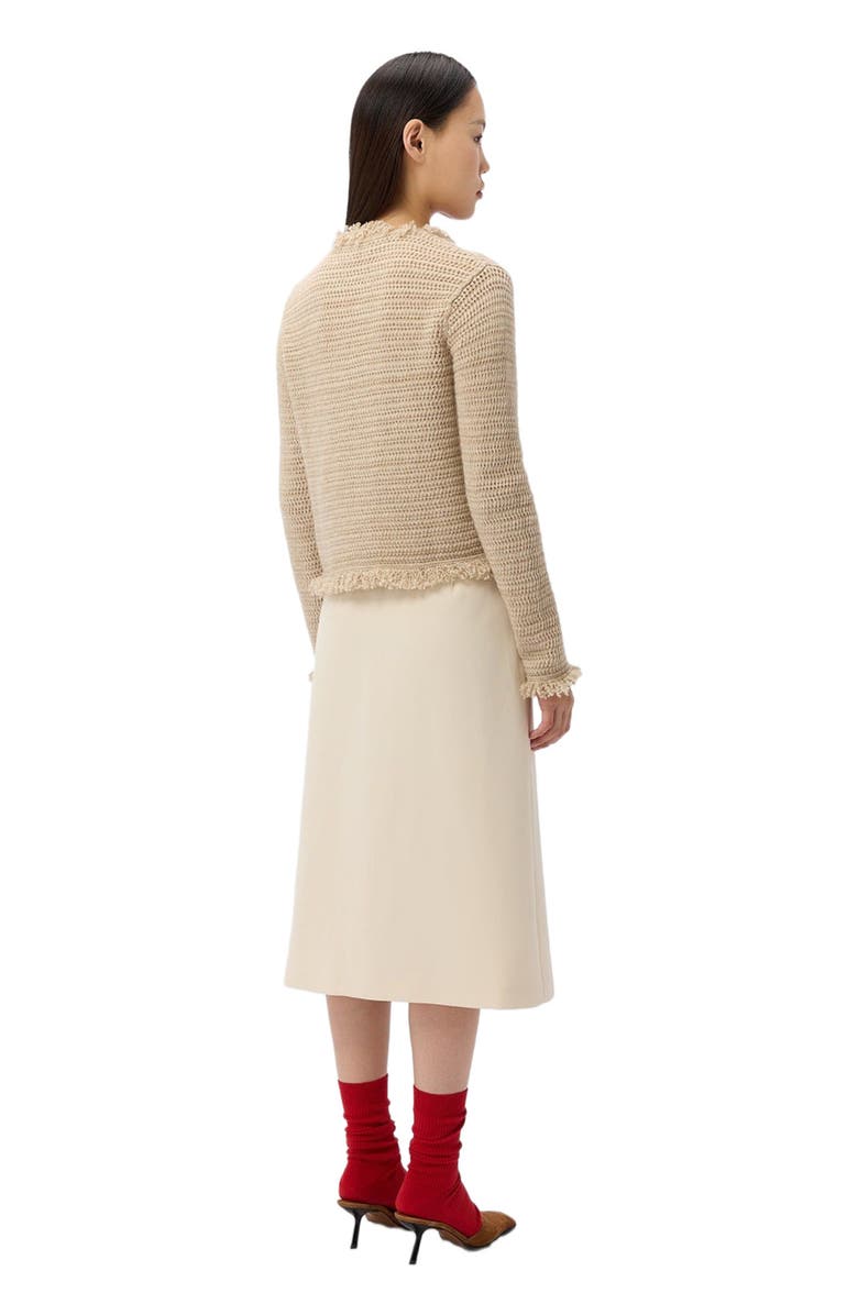 GOBI Mongolian Cashmere Cashmere Cardigan with Frayed Edges, Alternate, color, Fog