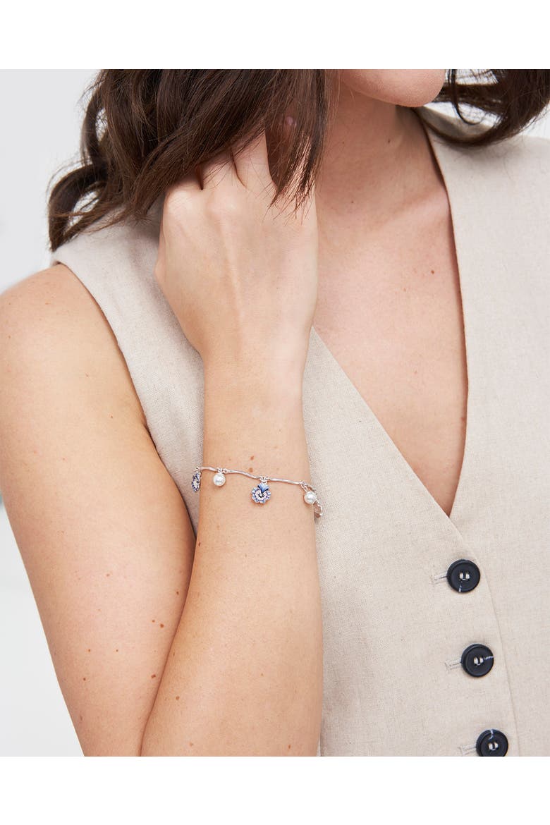 Pansy & Pearl Charm Bracelet, Alternate, color, Silver