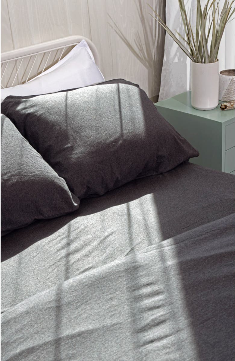 Pact Organic Cotton Organic Favorite Tee Jersey Pillowcase 2-Pack, Alternate, color, Charcoal Heather