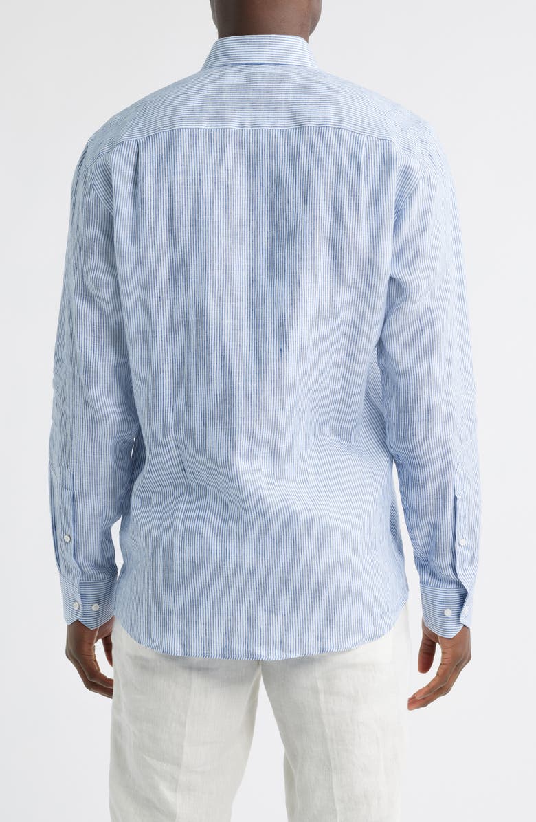 Peter Millar Crown Crafted Astino Lino Stripe Linen Button-Up Shirt, Alternate, color, 