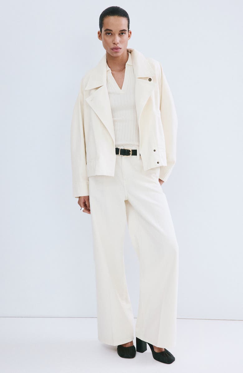 MANGO Belted Denim Trench Coat, Alternate, color, Off White