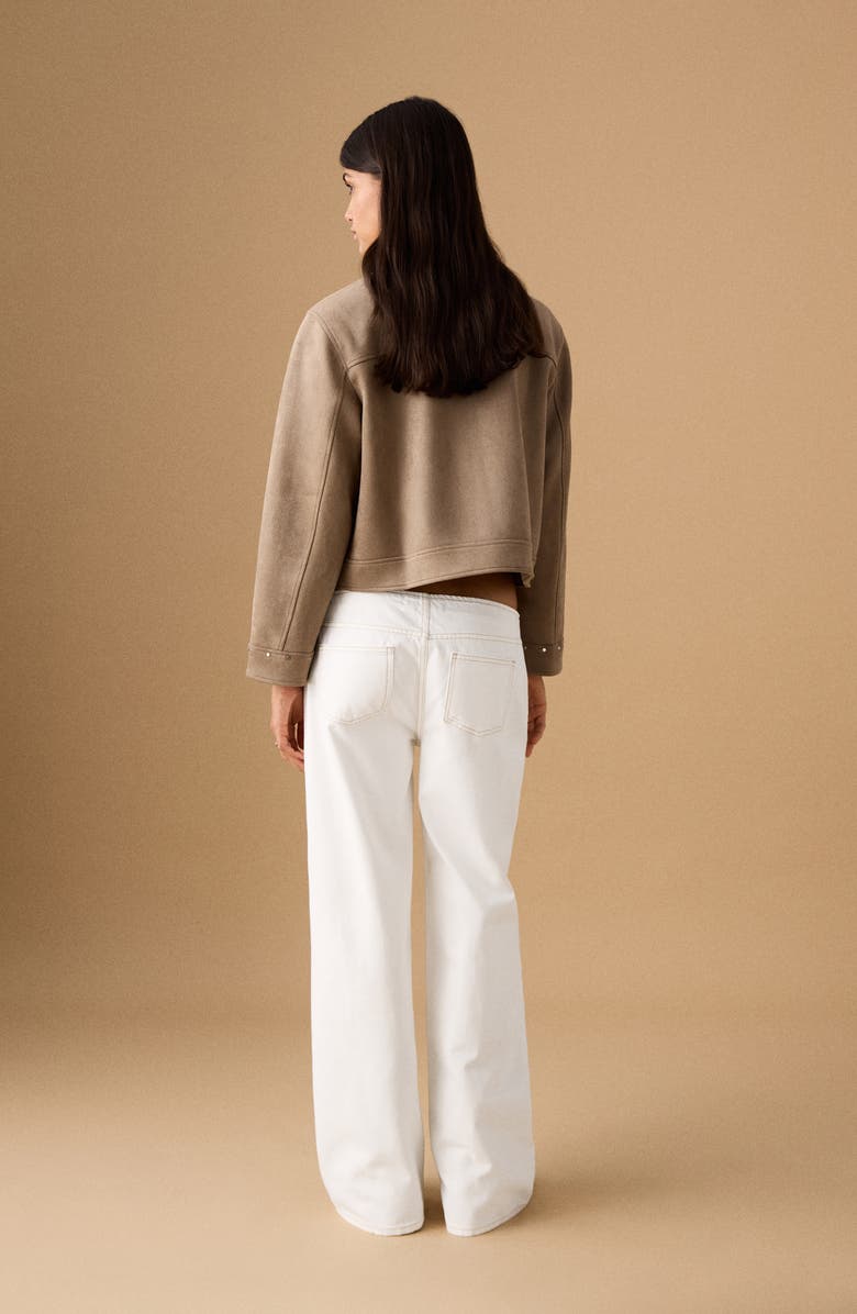 MANGO TEEN Stud Wide Leg Jeans, Alternate, color, Off White