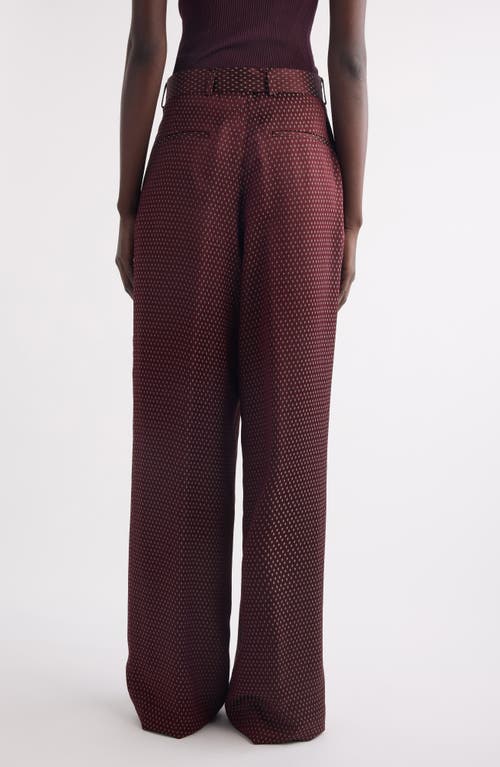 Dries Van Noten Belted High-rise Wide-leg Pants In Burgundy
