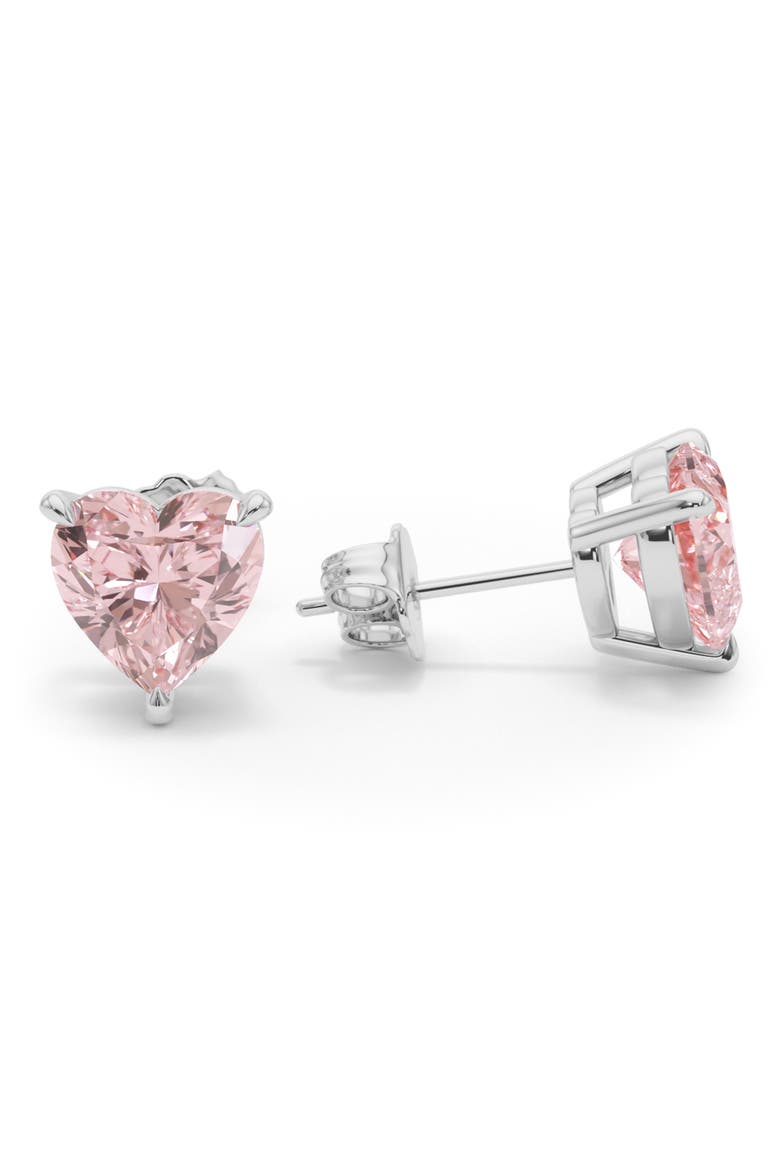 Pink Lab Created Diamond Stud Earrings, Alternate, color, 18K WHITE GOLD