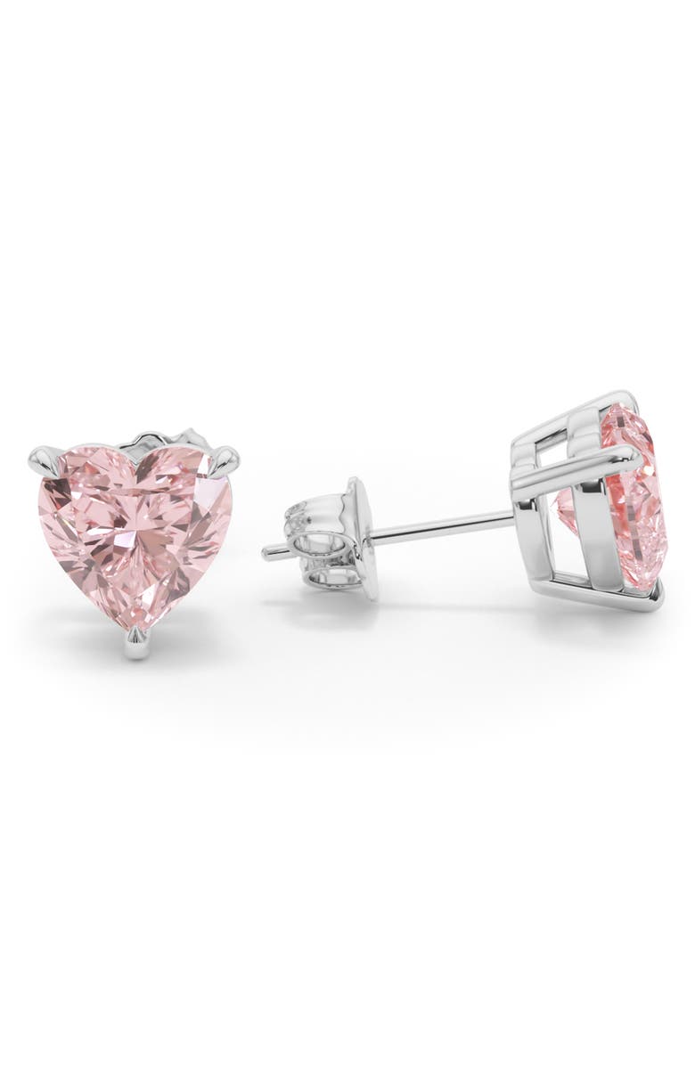 HauteCarat Pink Lab Created Diamond Stud Earrings, Alternate, color, 18K White Gold