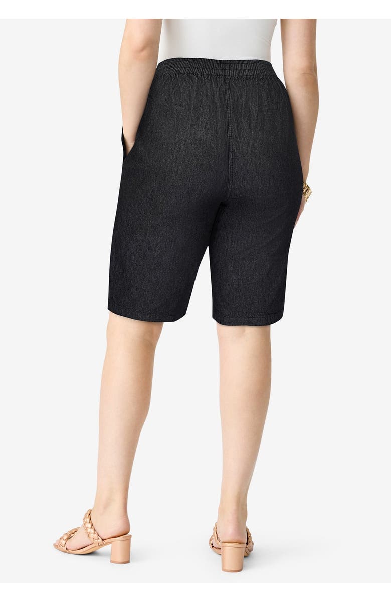 Roaman's Plus Size Easy-Wear Bermuda Short, Alternate, color, Black Denim