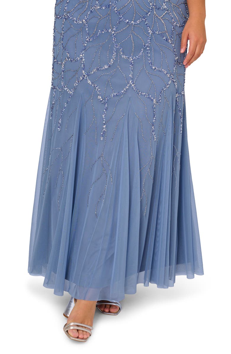 Adrianna Papell Beaded Mesh Gown, Alternate, color, 