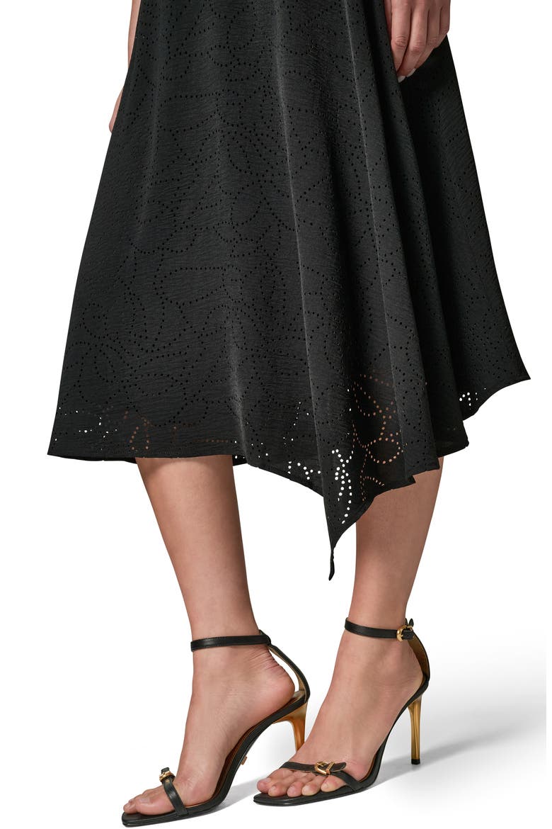 Lasercut Handkerchief Hem Skirt, Alternate, color, BLACK