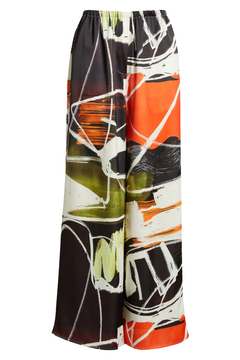 Print Pull-On Wide Leg Pants, Alternate, color, BLACK