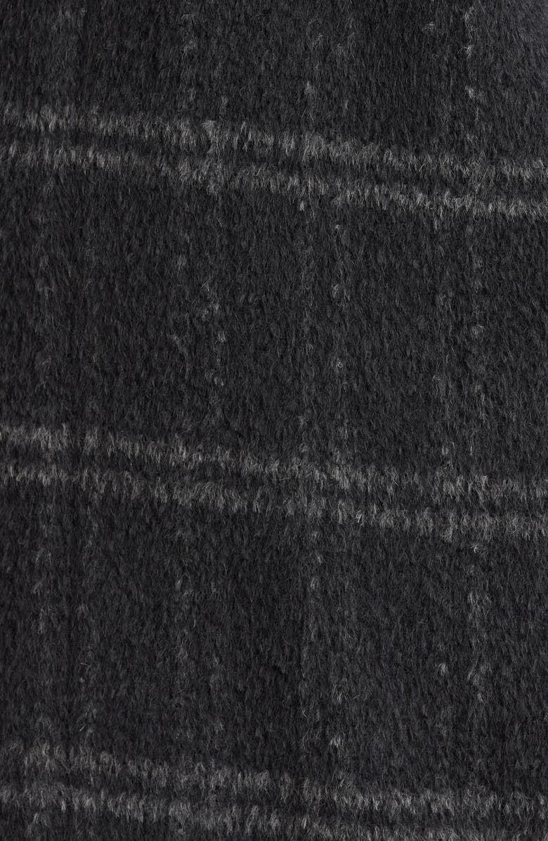 Eileen Fisher Plaid Stand Collar Alpaca & Wool Blend Coat, Alternate, color, Charcoal