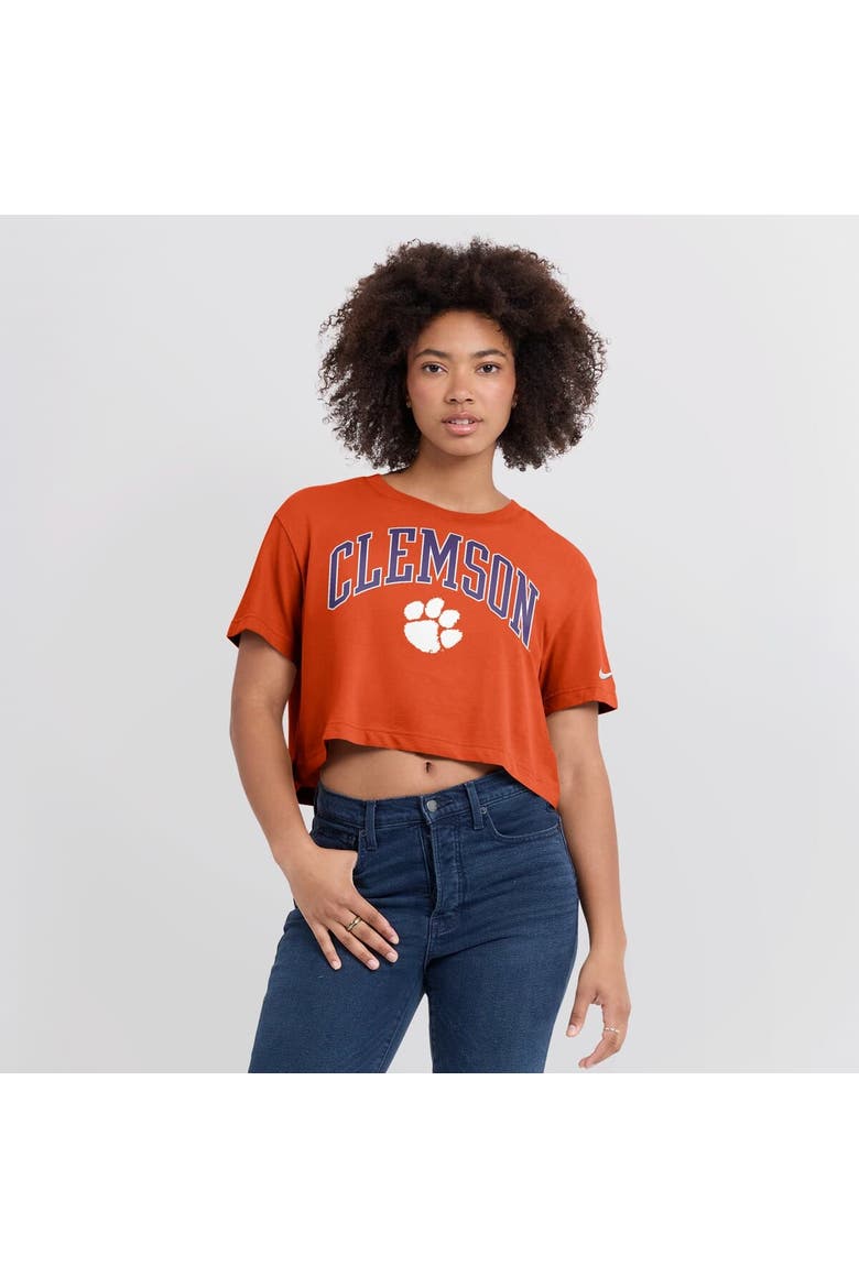 Women's Nike Orange Clemson Tigers Power Pursuit Athletic Prep Arch Performance Cropped T-Shirt, Alternate, color, Orange